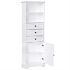 67.3 in. White Tall Storage Cabinet with 3 Drawers and Adjustable Shelves for Bathroom, Study, Office and Interior - 4 of 4