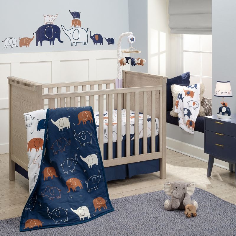 Lambs & Ivy Playful Elephant Blue/White/Caramel Nursery Wall Decals/Stickers, 4 of 5