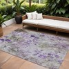 Purple Lavender And Artichoke Green Floral Washable Indoor Outdoor Area Rug - 2 of 4