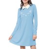 Allegra K Women's Contrast Collar Cat Face Printed Long Sleeve Swing Flare Mini Dress - 2 of 4