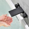 Cobbe Matte Black Wall Mounted Bathroom Faucet Two-Handle Bathroom Basin Faucet with Waterfall Spout - 2 of 4