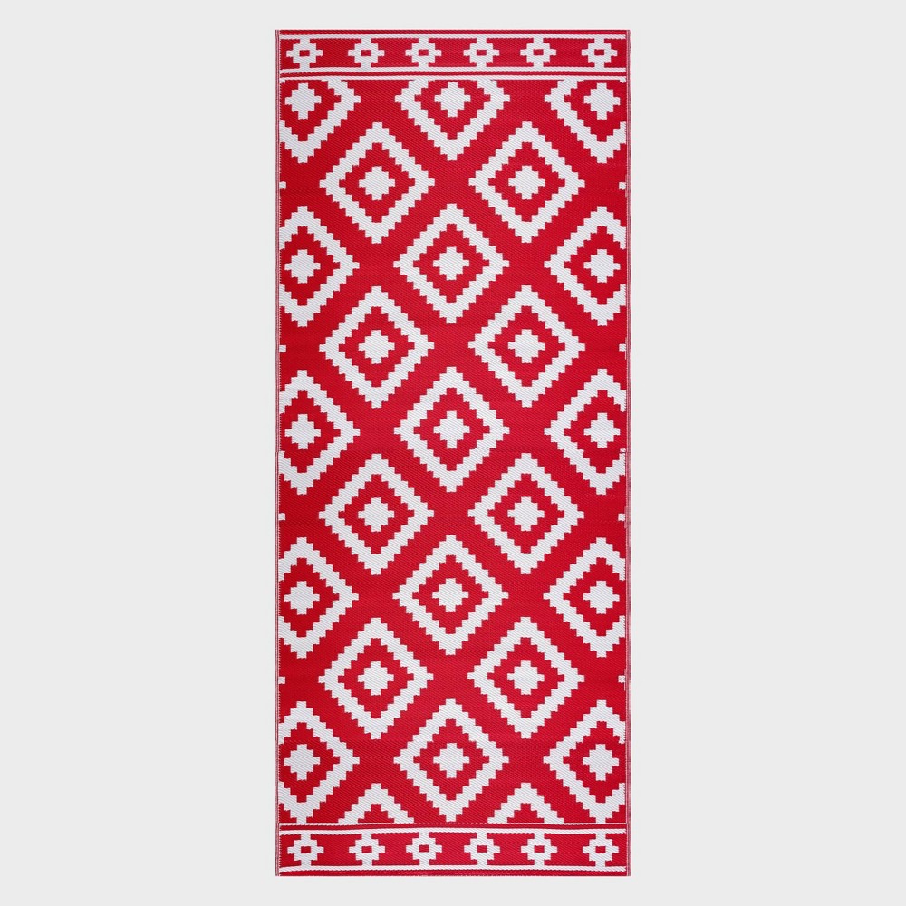 Photos - Area Rug Playa Rug 2'3''x6' Milan Recycled Plastic Indoor Outdoor Floor Mat Red and