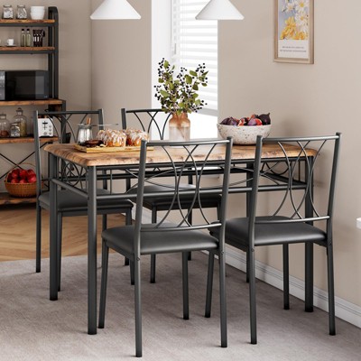 Dining Table Set for 4, Square Space-Saving,5 Piece Kitchen Table with 4 Chairs