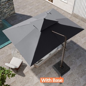 Pellebant 10FTx 13FT Patio Cantilever Umbrella with Base Double Top UV30+ High-strength Aluminum Pole with 360°Rotation 5 Heights Adjustable - 1 of 4