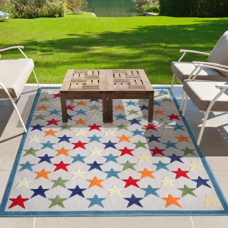 Whimsical Stars Modern Indoor Outdoor Area Rug by Blue Nile Mills, 3 of 10