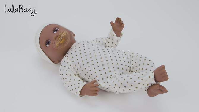 LullaBaby Doll With Polka Dot Ivory Pajama And Pacifier, 2 of 9, play video
