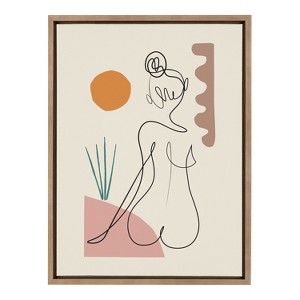 Kate and Laurel Sylvie Sunset Framed Canvas by Rachel Lee of My Dream Wall, 18x24, Gold - 1 of 4