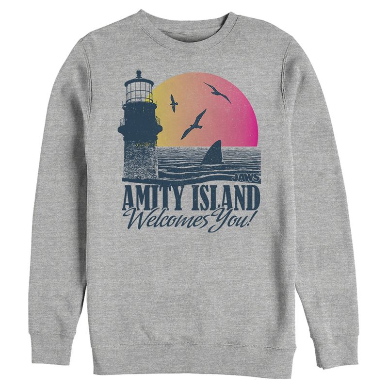 Men's Jaws Amity Island Tourist Welcome Sweatshirt, 1 of 5