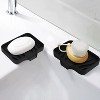 Aoibox 2 Pack Silicone Soap Dish with Drain, Bar Soap Holder for Shower, Bathroom and Kitchen Sink Organizer, Self Draining Soap Tray (Black) - 3 of 4