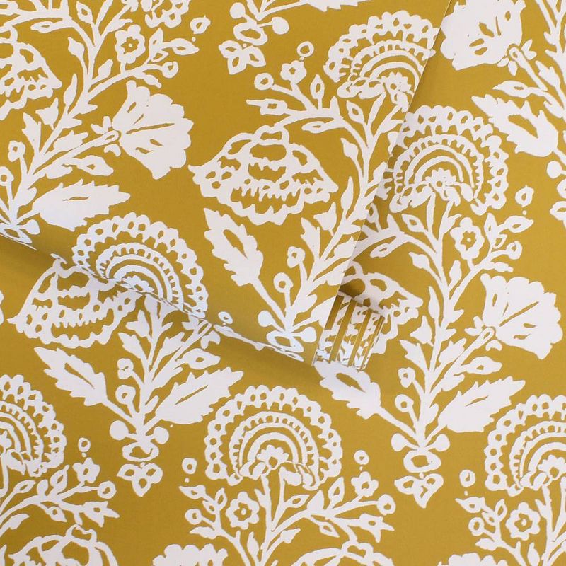 Tempaper Peel and Stick Wallpaper Floral Damask Ochre, 6 of 7