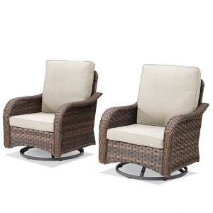 Buenhomino Patio Wicker Chairs Swivel Rocker Outdoor Rocking Chairs Set - 1 of 4