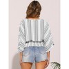 INSPIRE CHIC Women's Summer 3/4 Sleeve V Neck Boho Print Chiffon Smocked Waist Dolman Blouses - 3 of 4