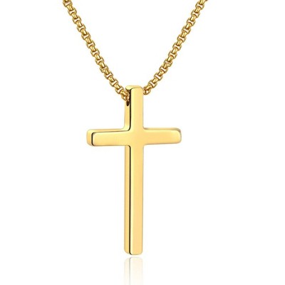 Turandoss Cross Necklace for Women Girls, Dainty 14K Real Gold Plated 3D Pendant Necklace Sideways Choker