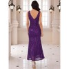 INSPIRE CHIC Women's Sequin V Neck Sleeveless Cocktail Maxi Gown Evening Dress - 4 of 4