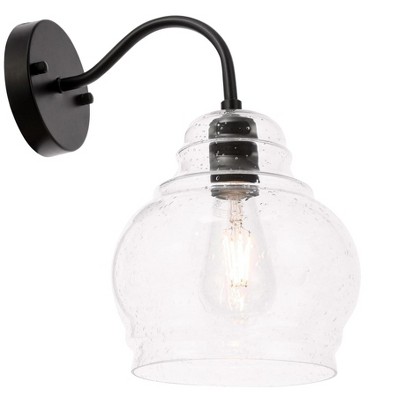 Elegant Lighting Pierce 1 light Black and Clear seeded glass wall sconce