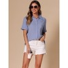 INSPIRE CHIC Women's Stand Collar Short Sleeve Button Down Shirts - 4 of 4