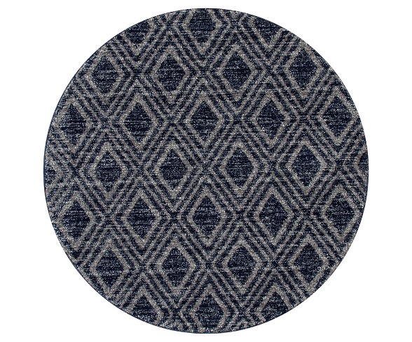 Gray Abstract Woven Round Area Rug - (5') - Art Carpet