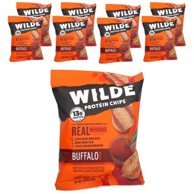 Wilde Brands Protein Chips, Buffalo Style, 8 Bags, 1.34 oz (38 g) Each