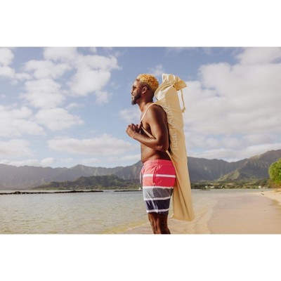 Summerland 6.5 ft Pink and White Striped Beach Umbrella with Fringe