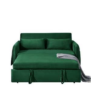 Dexmalle 55" Modern Velvet Convertible Sofa Bed with 2 Pillows and Adjustable Backrest - 1 of 4