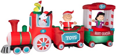 Gemmy Christmas Airblown Inflatable Peanuts Train Scene , 7.5 ft Tall, Multi