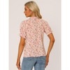 INSPIRE CHIC Women's Ruffled Short Sleeve Floral Mock Neck Summer Top - 4 of 4