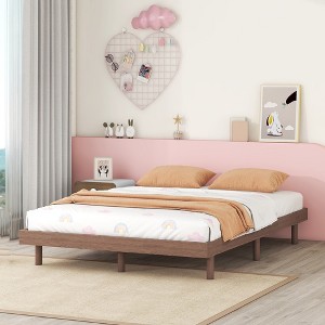 Full Floating Platform Bed Frame Modern Design Particle Board Bed with Headboard, Footboard, and Siderail for Home Bedroom Decoration - 1 of 4