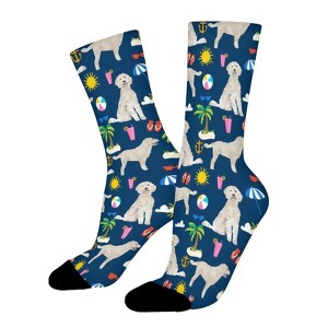 Goldendoodle Dog Beach Puppy Women Printed Crew Socks Funny Funky Socks Soft Polyester Novelty Gifts for Artists Men - 1 of 1