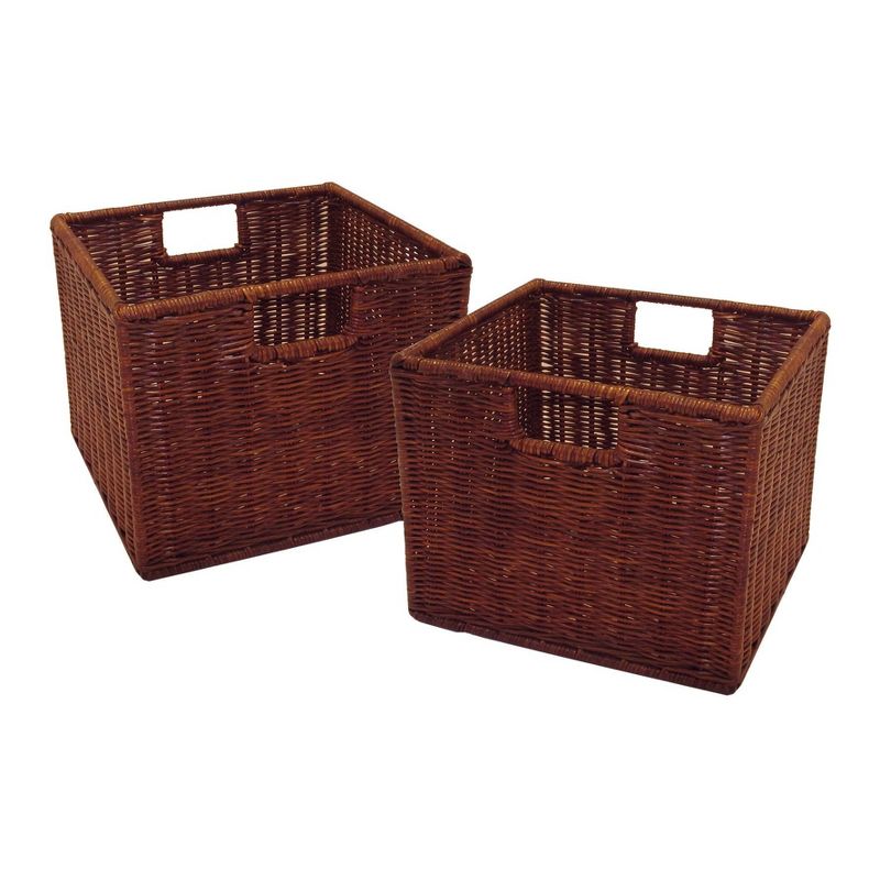 Set of 2 Leo , Wired Basket, Small - Antique Walnut - Winsome, 1 of 5