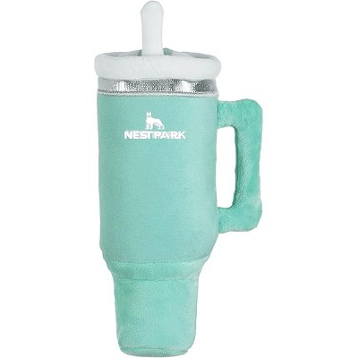 Nestpark Tumbler Cup Funny Dog Toy - Parody Plush Squeaky Crinkle Dog Toy (Seafoam Green)