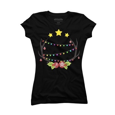 Junior's Design By Humans Christmas Deer By Reivchan T-Shirt
