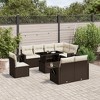 vidaXL 9 Piece Patio Sofa Set with Cushions Brown and Cream Poly Rattan - Without Storage - 2 of 4