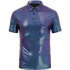Men's 70s Disco Shirts Shiny Sequins Short Sleeve Party Shirt Slim Fit Nightclub Costume Tops - 2 of 4