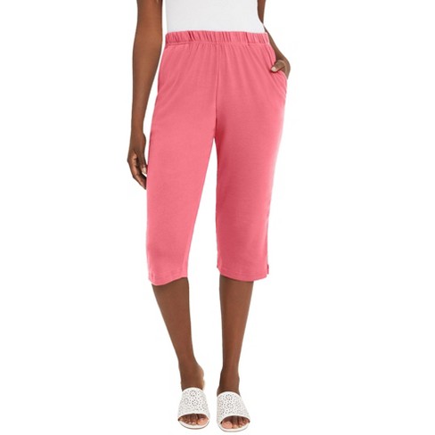 Jessica London Women's Plus Size Soft Ease Capri - 14/16, Pink