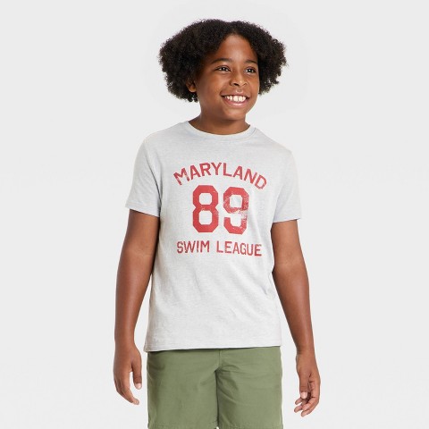 Cat & Jack Boys' Short Sleeve Maryland Swim Graphic T-Shirt - Cat & Jack™ Heather Gray M