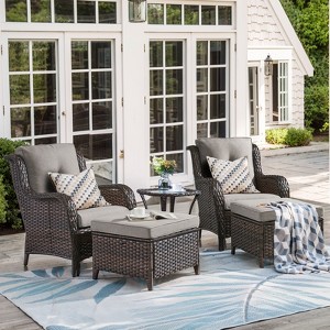 Gymojoy Outdoor Patio Chair Table with Ottoman High Back Club Chair - 1 of 4