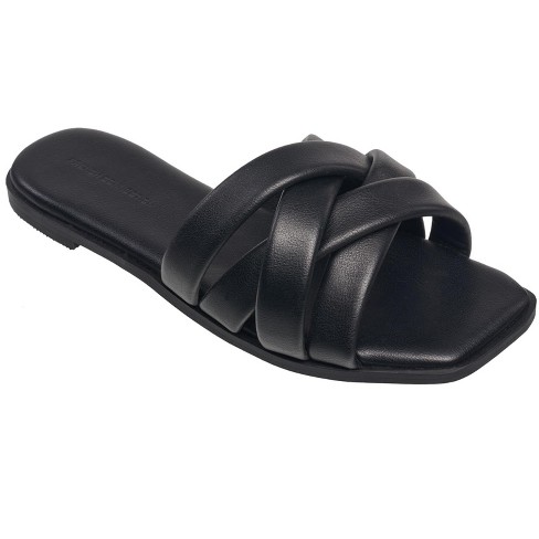 Strappy flat 2024 slide sandals