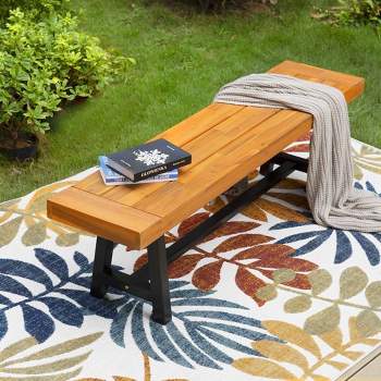 63" Rectangular Acacia Wood Patio Bench - Captiva Designs