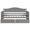 PAGED Twin Size Daybed Modern Simple Wooden Bed Frame with Trundle and Backrest for Living Room - 4 of 4
