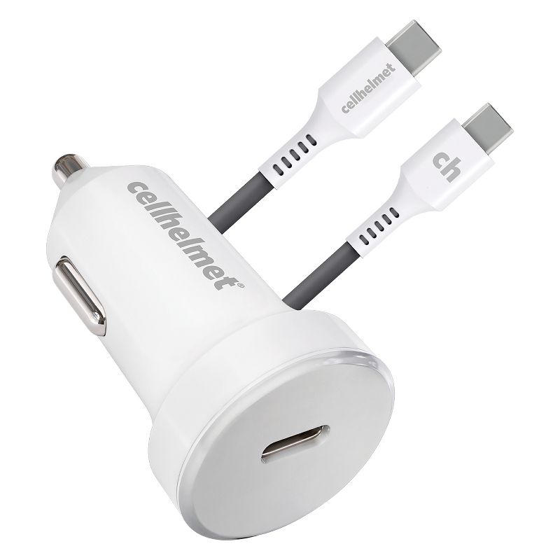 cellhelmet® 25-Watt Single-USB Power Delivery Car Charger with USB-C® to USB-C® Round Cable, 3 Feet, 1 of 6