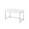 Writing Desk with 2 Storage Drawers, Gold Metal Base, and Crystal Knob - 3 of 4