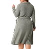 Agnes Orinda Women's Plus Size Ribbed Half Zip Front Long Sleeve Tie Waist Knit with Belt Midi Sweater Dresses - 4 of 4