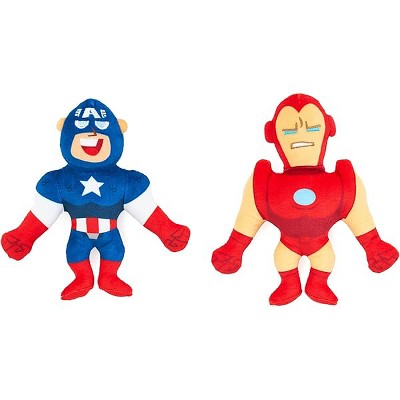 ZippyPaws Marvel Plush Toy for Dogs, Round Squeaker and Crinkle Material, 2 Pack, Captain America and Iron Man
