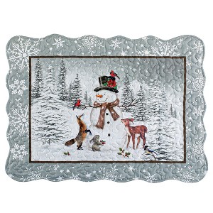 Collections Etc Winter Snowman + Deer Shamset - 1 of 3