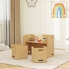 Qaba Toddler Table and Chair Set, Wooden Activity Table with Two Kids Montessori Chairs for Ages 3-8, Play, Eating and Learning, Natural Wood - 2 of 4