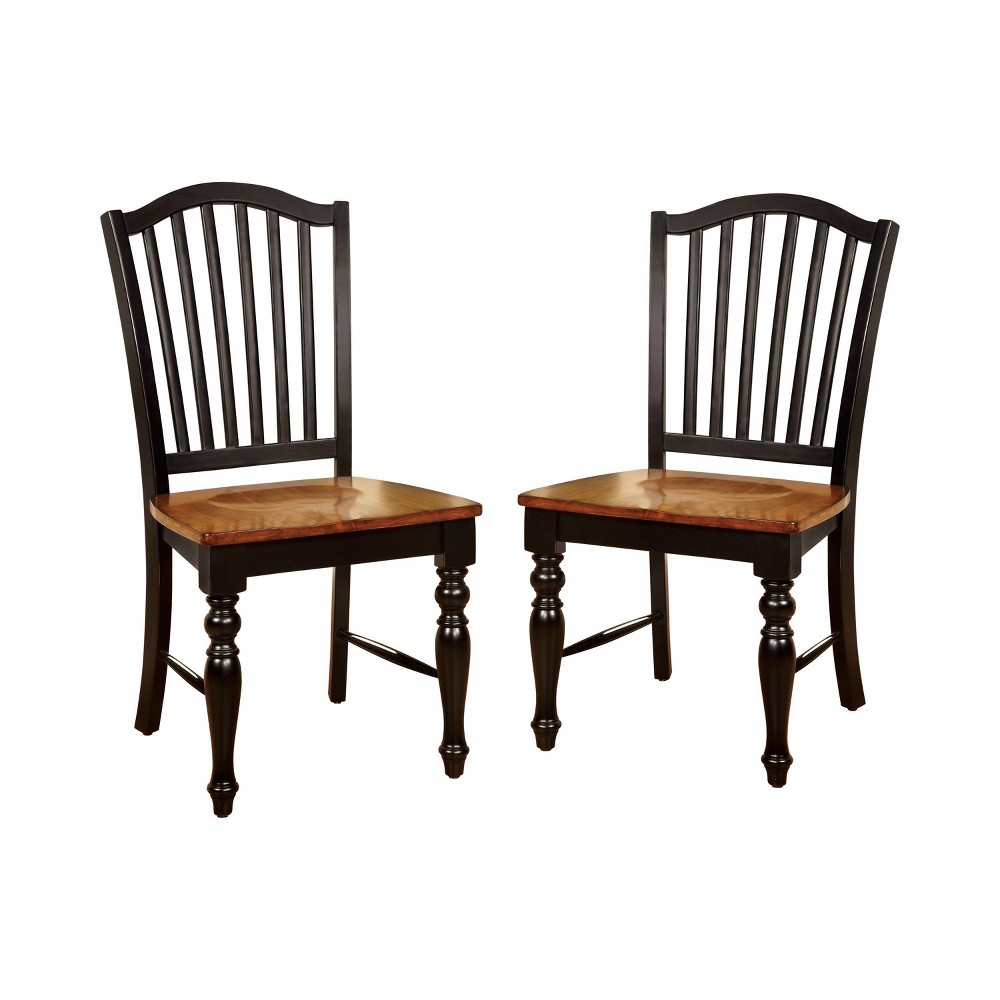 Photos - Chair 24/7 Shop At Home Set of 2 Jameson Country Style Wooden  Black/Oak
