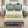 Greenstell Full Size Bed Frame with Headboard, Metal Platform Bed Frame with LED Lights & Charging Station, Under Bed Storage, Solid and Stable, Grey - 4 of 4