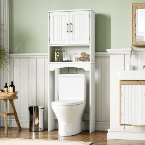 Over The Toilet Storage Cabinet with Double Doors and Anti-Tip Device - 1 of 4