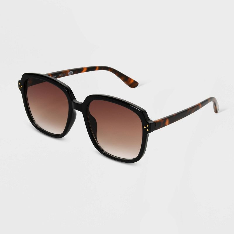Women&#39;s Shiny Oversized Plastic Square Sunglasses with Gradient Lenses - Universal Thread&#8482; Black, 3 of 4