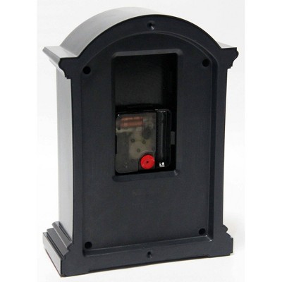 9" Black Plastic Grandfather-Inspired Tabletop Clock with Beige Face
